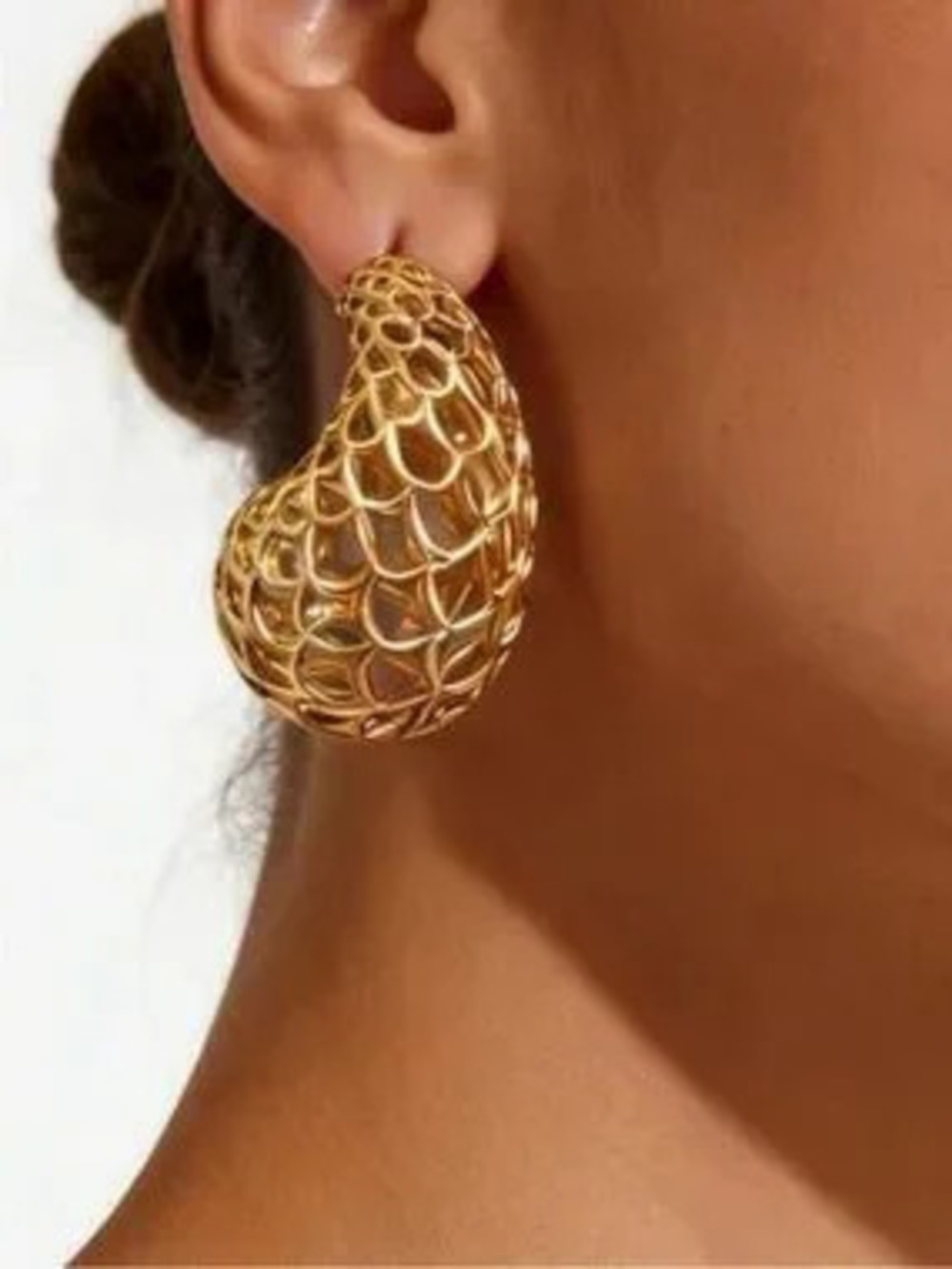 Anthropologie Openwork Sculptural Hoop Earrings  Gold